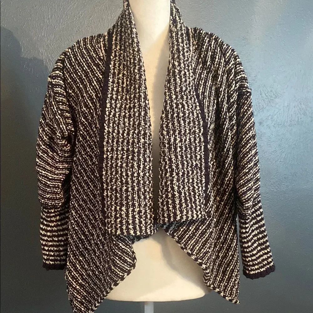 Free People waterfall Striped Navy and White Women's Sweater Medium